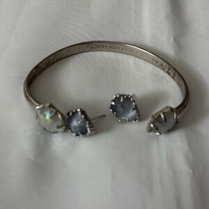 Kendra Scott Iridescent Slate Arden Open Bracelet & Earrings Set - Matching